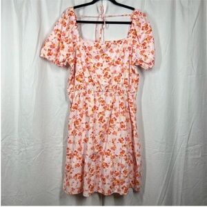 Chloe + Rene 100% cotton dainty floral whimsy prairie puff sleeve dress